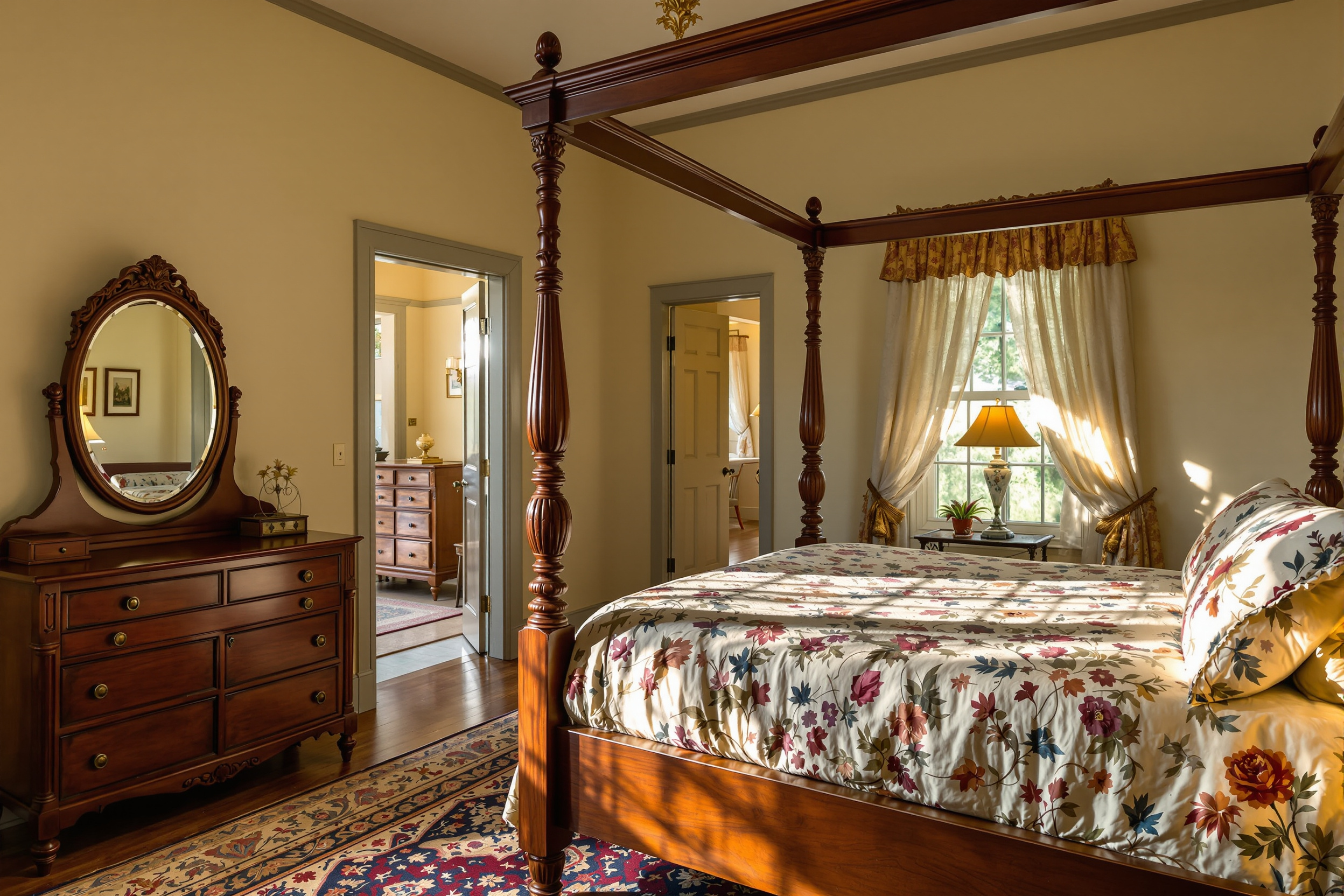 The Chestnut Suite with queen four-poster bed and adjoining parlor